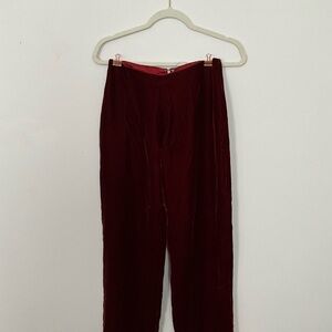Vintage Red Crushed Velvet Red Pant